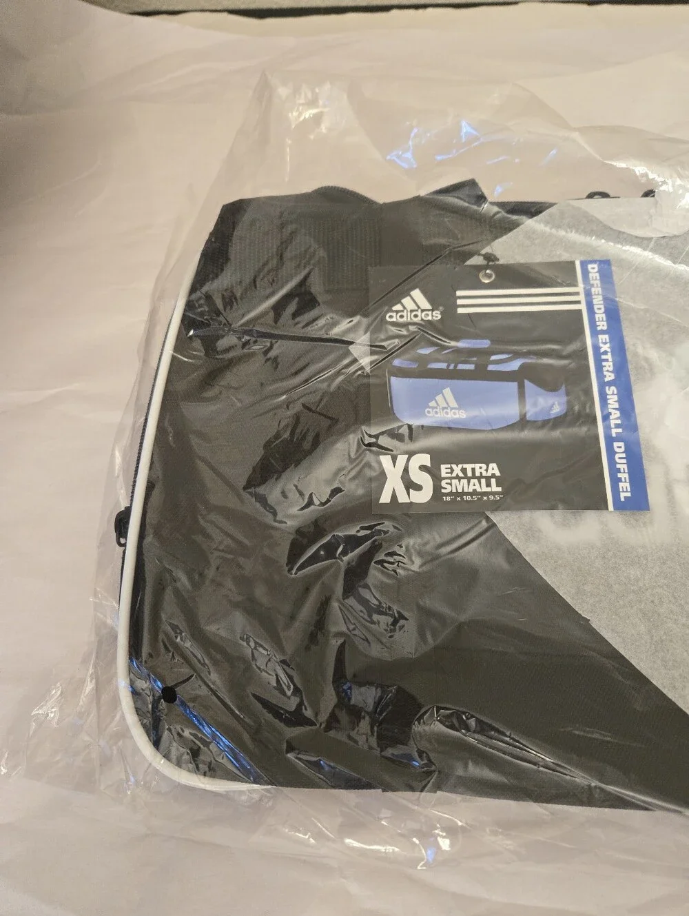 Adidas Defender XS Duffle Bag 18x10.5x9.5 Black White Logo Gym Sports Travel
